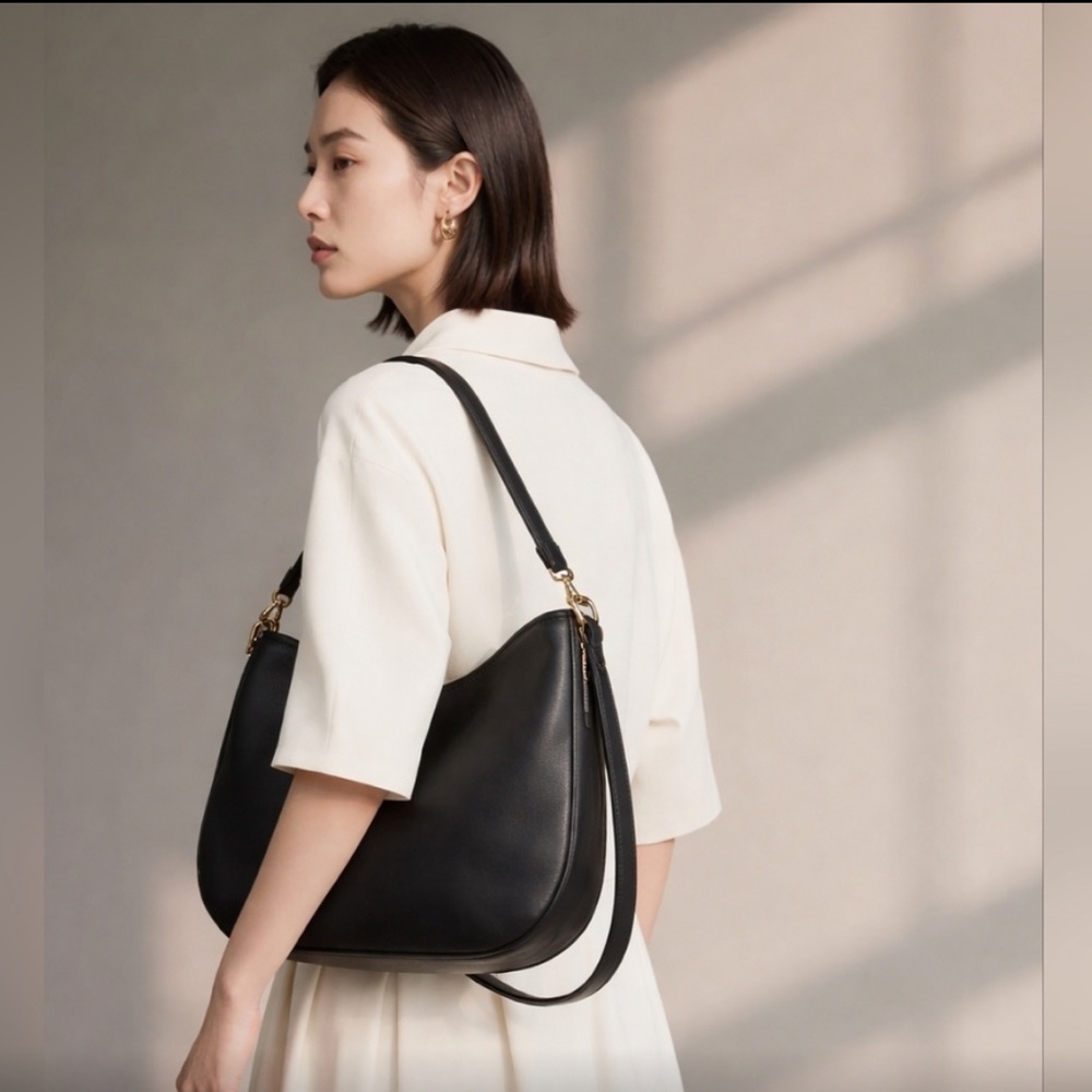Coach Soft Tabby Hobo Black Leather Shoulder Bag